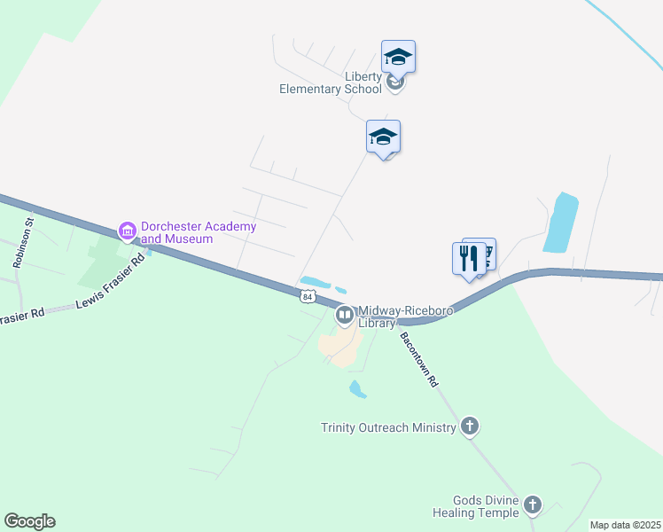 map of restaurants, bars, coffee shops, grocery stores, and more near 105 Katelynn Lane in Midway