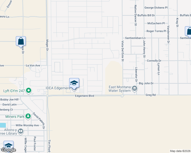 map of restaurants, bars, coffee shops, grocery stores, and more near 3520 Vista Del Este Street in El Paso