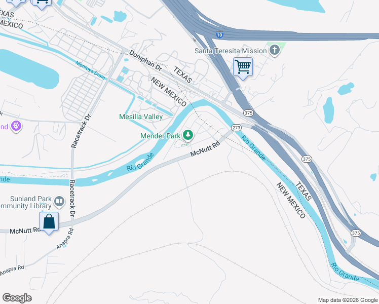 map of restaurants, bars, coffee shops, grocery stores, and more near 220 McNutt Road in Sunland Park