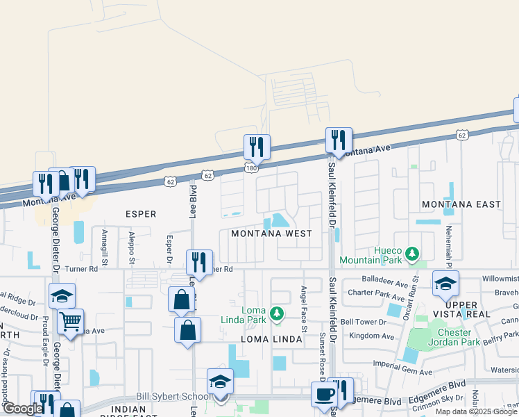 map of restaurants, bars, coffee shops, grocery stores, and more near 3737 Coco Palm Drive in El Paso