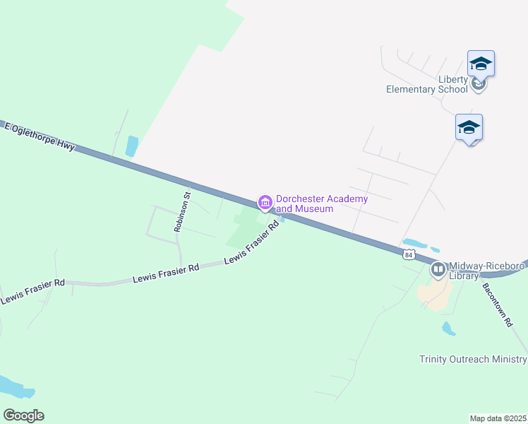 map of restaurants, bars, coffee shops, grocery stores, and more near 8787 East Oglethorpe Highway in Midway