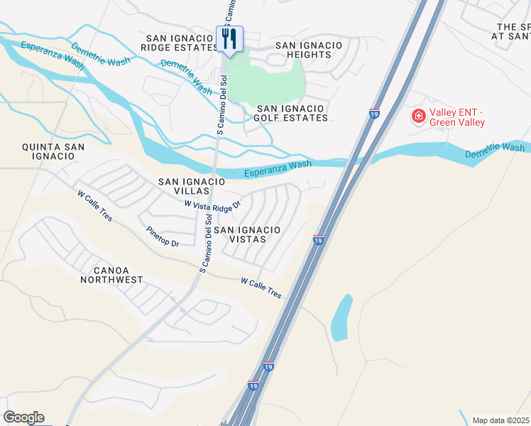 map of restaurants, bars, coffee shops, grocery stores, and more near 4785 South Gloria Vista Drive in Green Valley