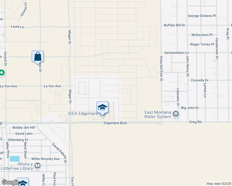 map of restaurants, bars, coffee shops, grocery stores, and more near 15152 Design Court in El Paso