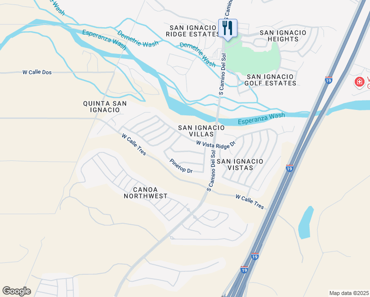 map of restaurants, bars, coffee shops, grocery stores, and more near 1958 West Amblemorn Drive in Green Valley