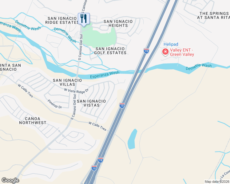 map of restaurants, bars, coffee shops, grocery stores, and more near 4775 South View Ridge Drive in Green Valley