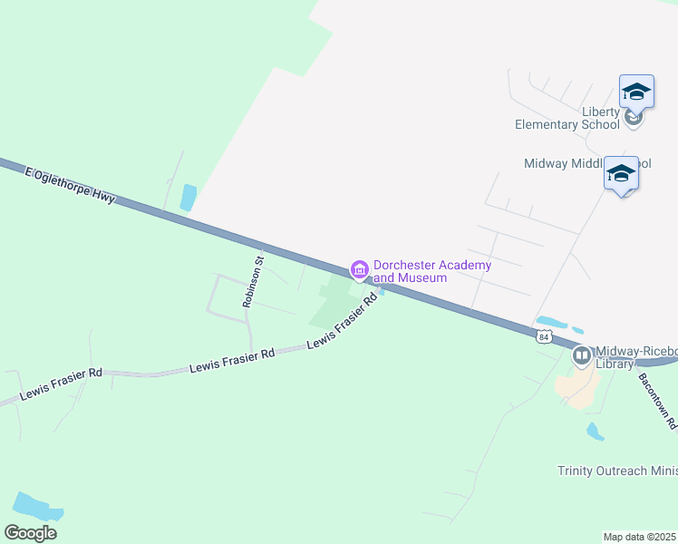 map of restaurants, bars, coffee shops, grocery stores, and more near 8787 East Oglethorpe Highway in Midway