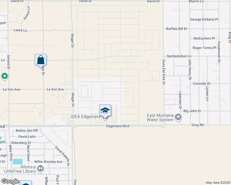 map of restaurants, bars, coffee shops, grocery stores, and more near 15152 Design Court in El Paso