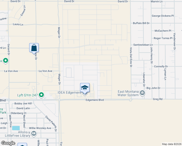 map of restaurants, bars, coffee shops, grocery stores, and more near 15152 Design Court in El Paso