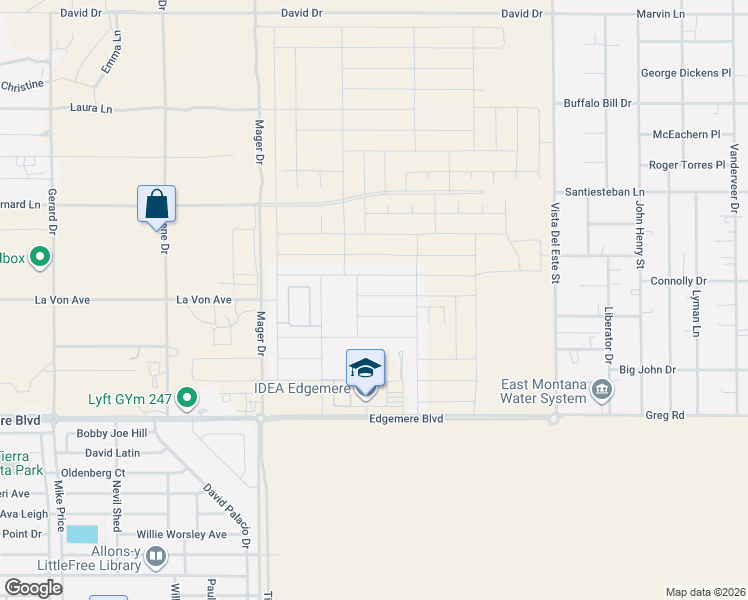 map of restaurants, bars, coffee shops, grocery stores, and more near 3648 Notion Place in El Paso