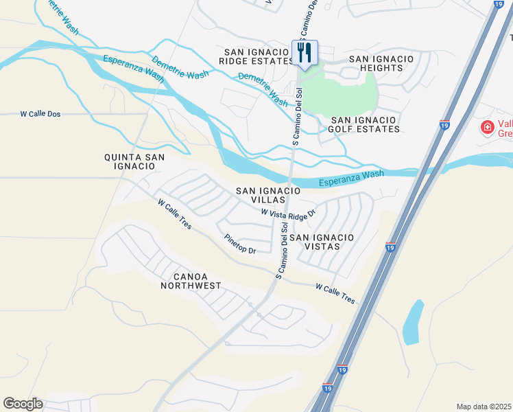 map of restaurants, bars, coffee shops, grocery stores, and more near 1986 West Vista Ridge Drive in Green Valley