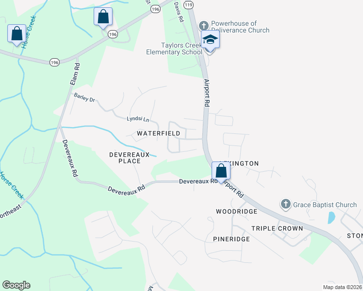 map of restaurants, bars, coffee shops, grocery stores, and more near 713 Waterfield Drive in Hinesville