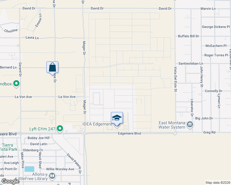 map of restaurants, bars, coffee shops, grocery stores, and more near 3648 Notion Place in El Paso