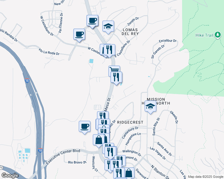 map of restaurants, bars, coffee shops, grocery stores, and more near 4618 North Mesa Street in El Paso