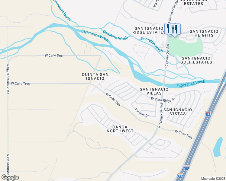 map of restaurants, bars, coffee shops, grocery stores, and more near 4693 South Pinnacle Peak Drive in Green Valley
