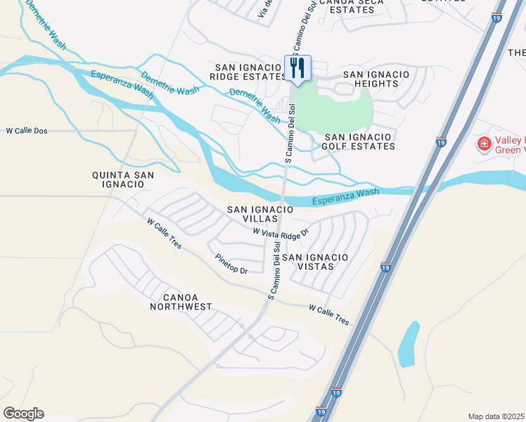 map of restaurants, bars, coffee shops, grocery stores, and more near 1856 West Demetrie Loop in Green Valley