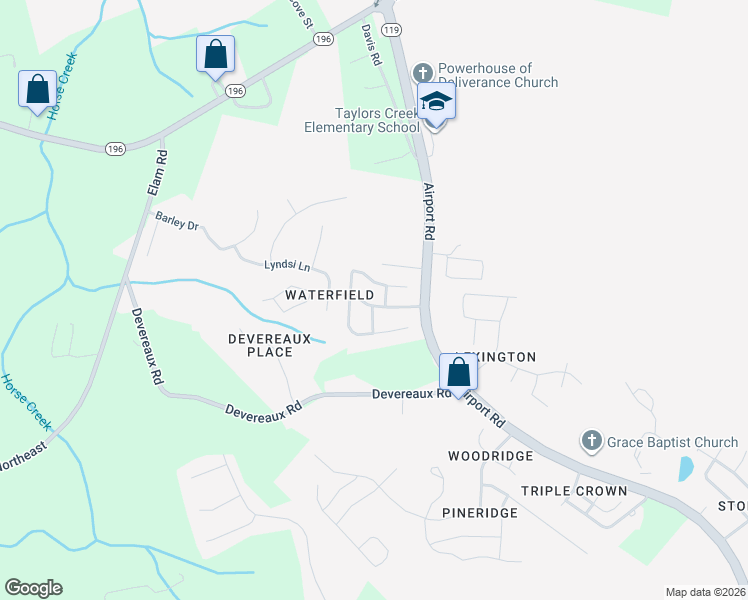 map of restaurants, bars, coffee shops, grocery stores, and more near 713 Waterfield Drive in Hinesville