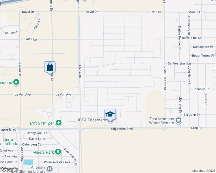 map of restaurants, bars, coffee shops, grocery stores, and more near 3648 Notion Place in El Paso