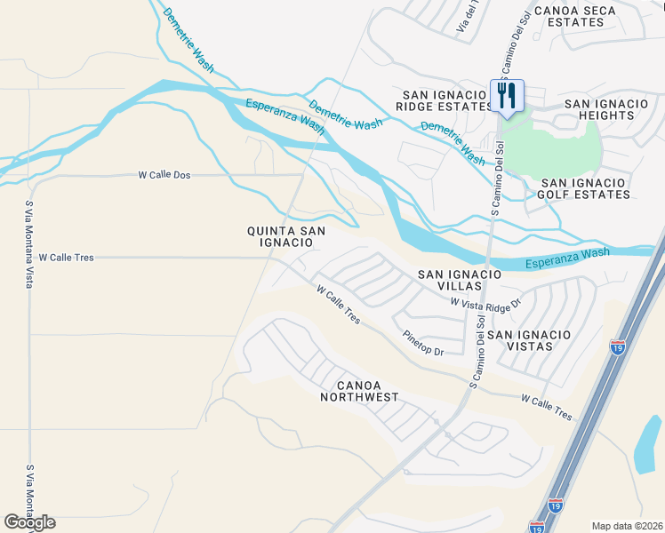 map of restaurants, bars, coffee shops, grocery stores, and more near 4693 South Pinnacle Peak Drive in Green Valley