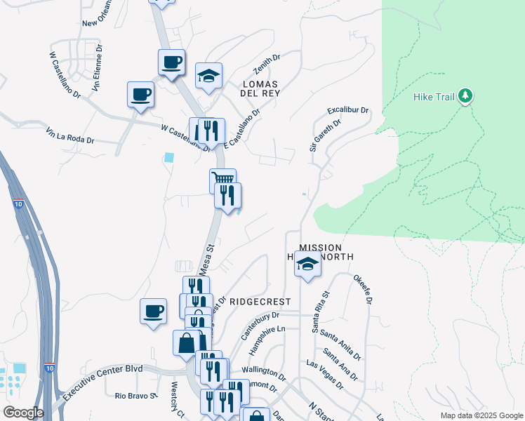 map of restaurants, bars, coffee shops, grocery stores, and more near 4253 Tarek Lane in El Paso