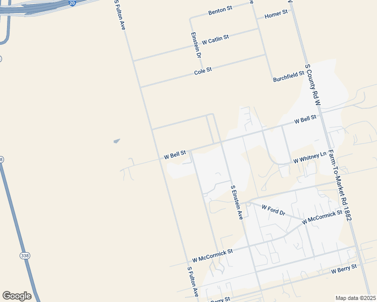 map of restaurants, bars, coffee shops, grocery stores, and more near 2595 West Bell Street in Odessa