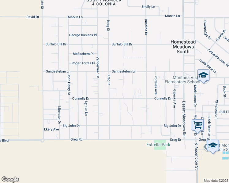 map of restaurants, bars, coffee shops, grocery stores, and more near 3604 Krag Street in El Paso