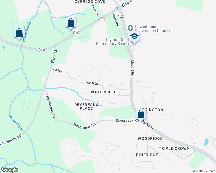 map of restaurants, bars, coffee shops, grocery stores, and more near 749 Melissa Drive in Hinesville