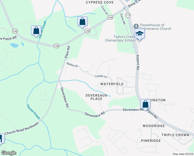 map of restaurants, bars, coffee shops, grocery stores, and more near 863 Lyndsi Lane in Hinesville