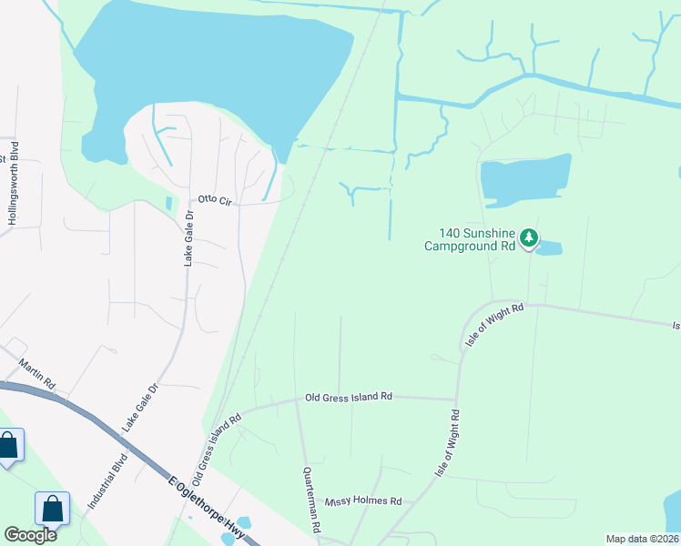 map of restaurants, bars, coffee shops, grocery stores, and more near 580 Old Gress Island Road in Midway