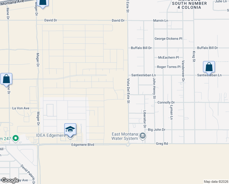 map of restaurants, bars, coffee shops, grocery stores, and more near 3650 Vista Del Este Street in El Paso