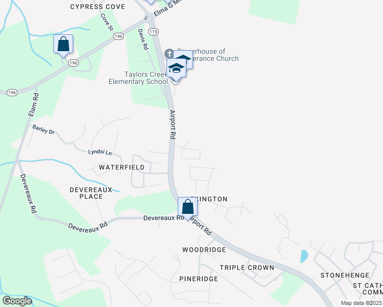 map of restaurants, bars, coffee shops, grocery stores, and more near 634 Airport Road in Hinesville