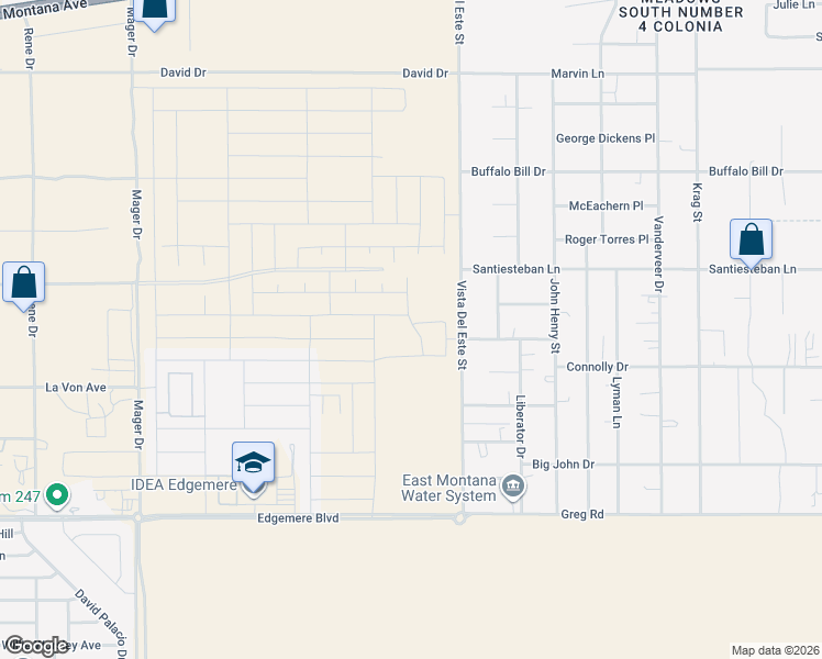 map of restaurants, bars, coffee shops, grocery stores, and more near 3650 Vista Del Este Street in El Paso