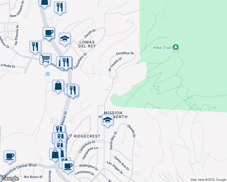 map of restaurants, bars, coffee shops, grocery stores, and more near 4556 North Stanton Street in El Paso