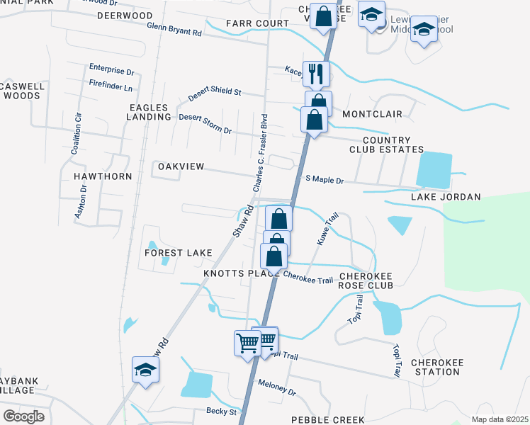 map of restaurants, bars, coffee shops, grocery stores, and more near 215 Darsey Road in Hinesville