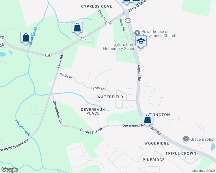map of restaurants, bars, coffee shops, grocery stores, and more near 901 Rice Court in Hinesville