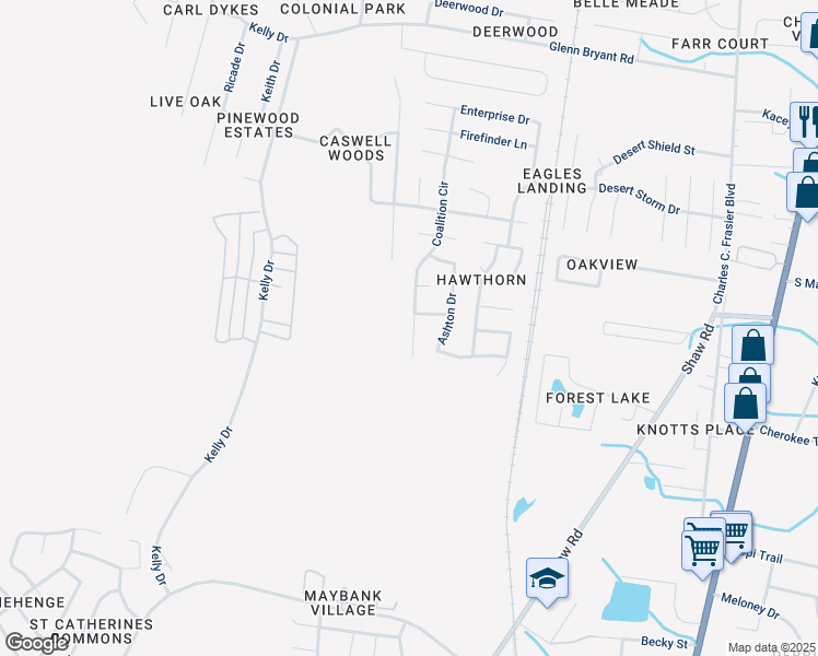 map of restaurants, bars, coffee shops, grocery stores, and more near 1391 Coalition Circle in Hinesville