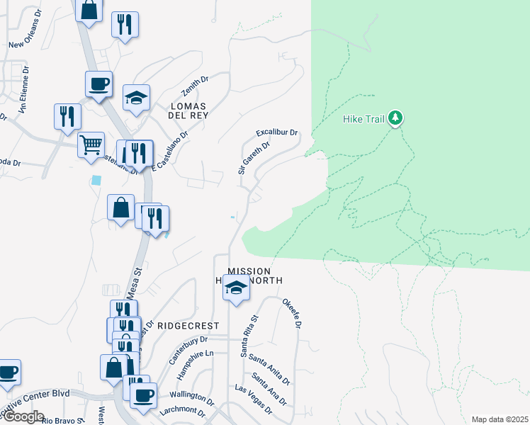 map of restaurants, bars, coffee shops, grocery stores, and more near 4800 North Stanton Street in El Paso