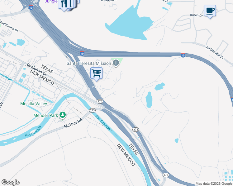 map of restaurants, bars, coffee shops, grocery stores, and more near 168 Courchesne Road in El Paso