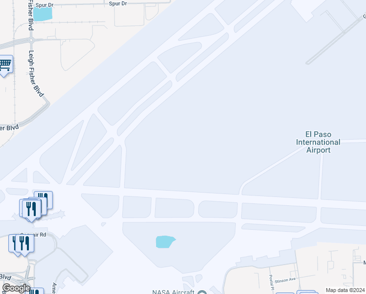 map of restaurants, bars, coffee shops, grocery stores, and more near 6701 Convair Rd in El Paso