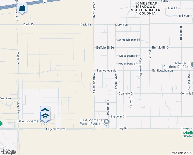 map of restaurants, bars, coffee shops, grocery stores, and more near 3650 Vista Del Este Street in El Paso