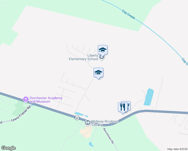 map of restaurants, bars, coffee shops, grocery stores, and more near 456 Edgewater Drive in Midway