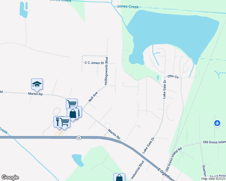 map of restaurants, bars, coffee shops, grocery stores, and more near 334 Nell Avenue in Midway