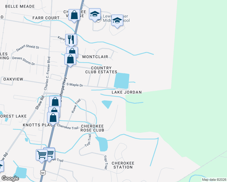 map of restaurants, bars, coffee shops, grocery stores, and more near 1110 Spruce Street in Hinesville