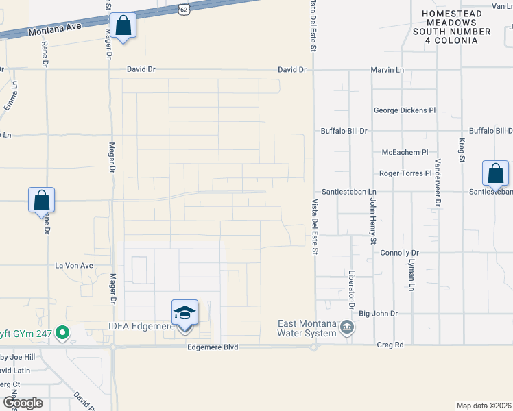 map of restaurants, bars, coffee shops, grocery stores, and more near Essence Street in El Paso