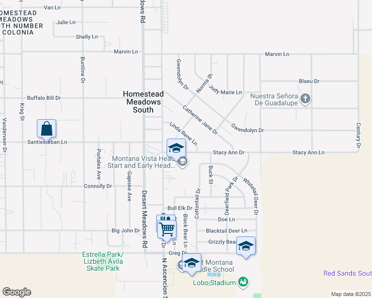 map of restaurants, bars, coffee shops, grocery stores, and more near 14835 Stacy Ann Drive in El Paso