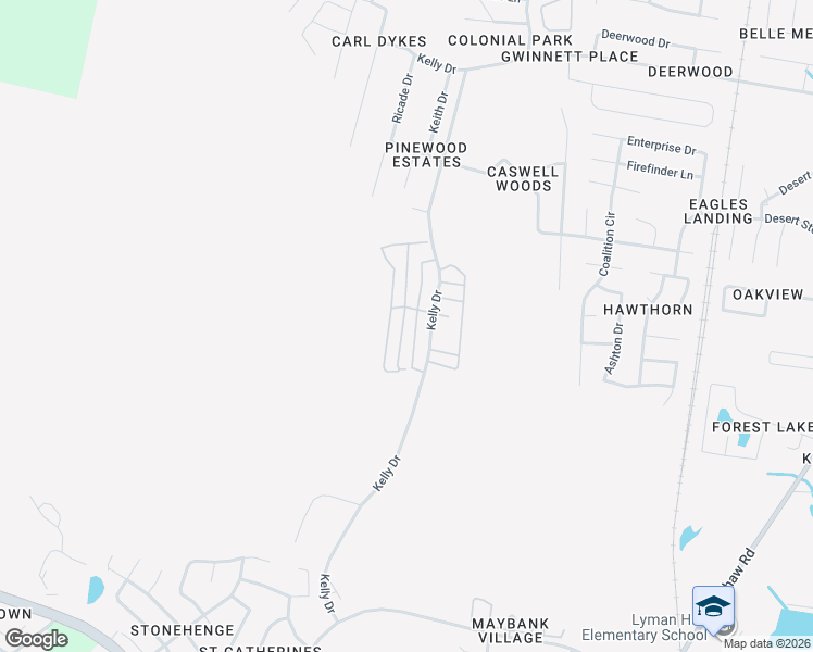 map of restaurants, bars, coffee shops, grocery stores, and more near Jenny Street in Hinesville