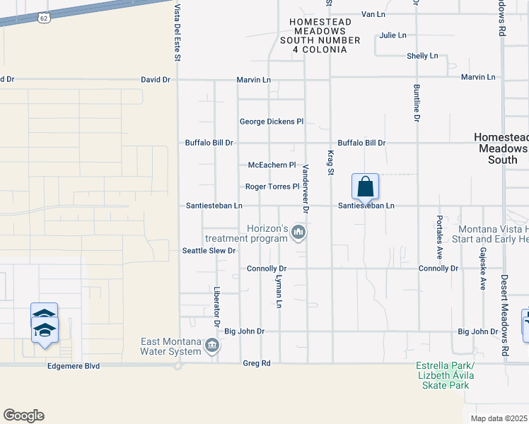 map of restaurants, bars, coffee shops, grocery stores, and more near 3664 Las Quintas Drive in El Paso