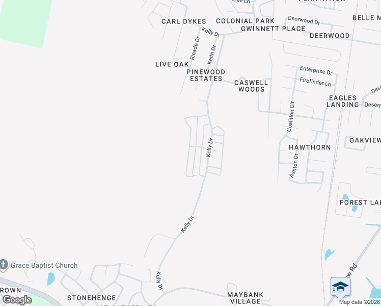 map of restaurants, bars, coffee shops, grocery stores, and more near 1125 Kelly Drive in Hinesville