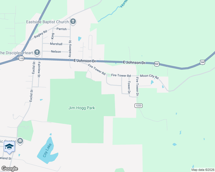 map of restaurants, bars, coffee shops, grocery stores, and more near 239 Twisted Oaks in Rusk