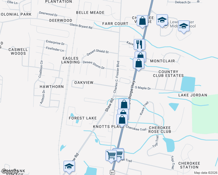 map of restaurants, bars, coffee shops, grocery stores, and more near 105 Deann Drive in Hinesville