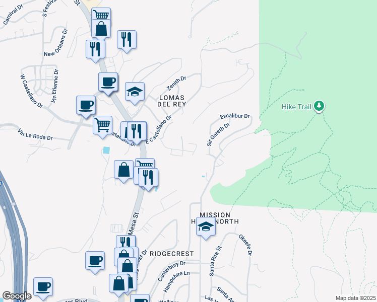 map of restaurants, bars, coffee shops, grocery stores, and more near 4687 Pistolero Lane in El Paso